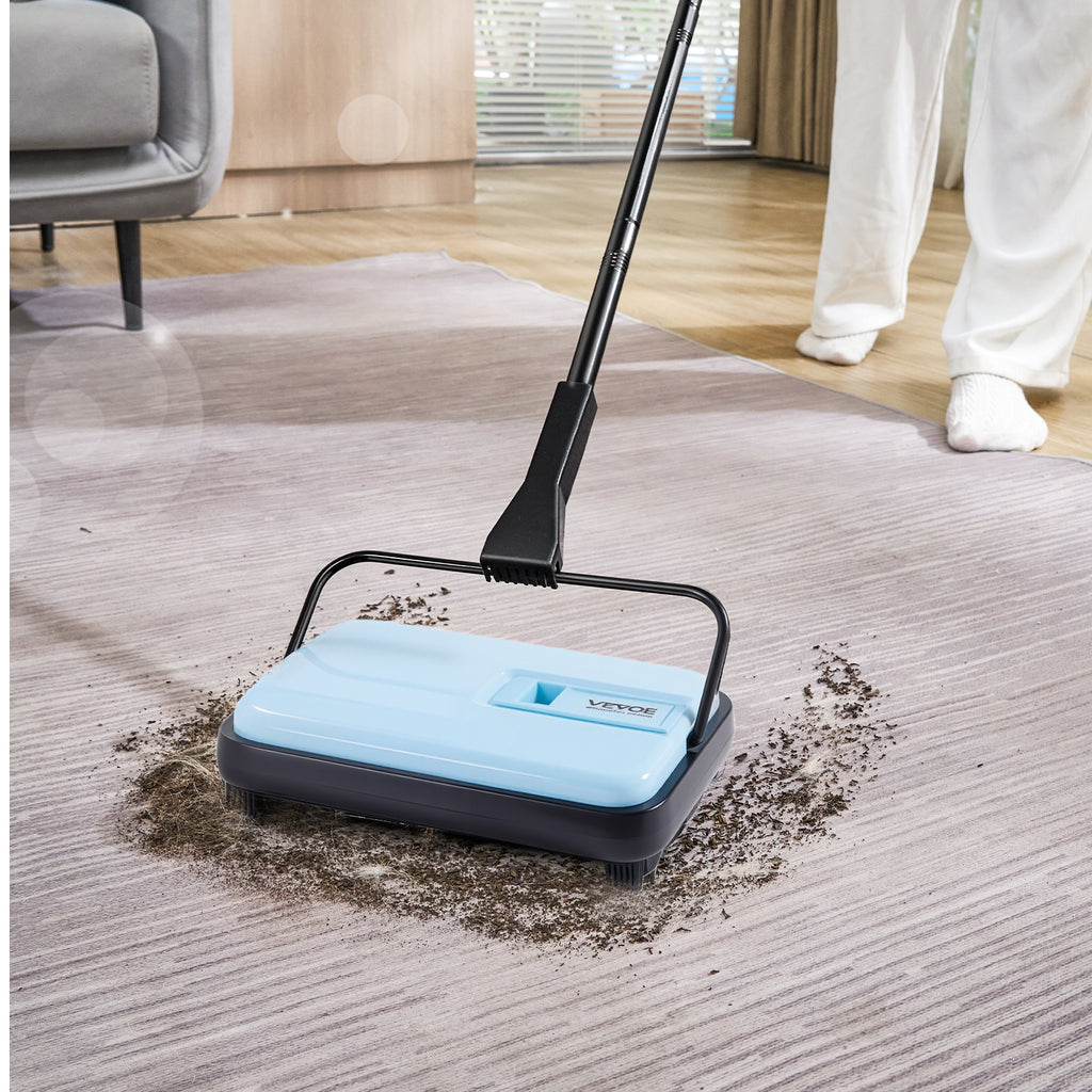 VEVOR Carpet Sweeper Manual, Floor Sweeper with 300 ml Dustbin Capacity Easy to Empty, 6.7 inch Cleaning Width for Home Office Carpets Pet Hair Dust, Purple/Red/Blue
