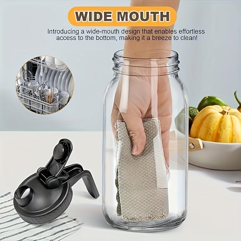 Grinkwell 64Oz Mason Jar with Handle And Lid, 2/3 Pack, Bpa-Free High Borosilicate Glass, Sports And Outdoor Beverage Carafe, Leak-Proof, for Ramadan, Christmas, New Year