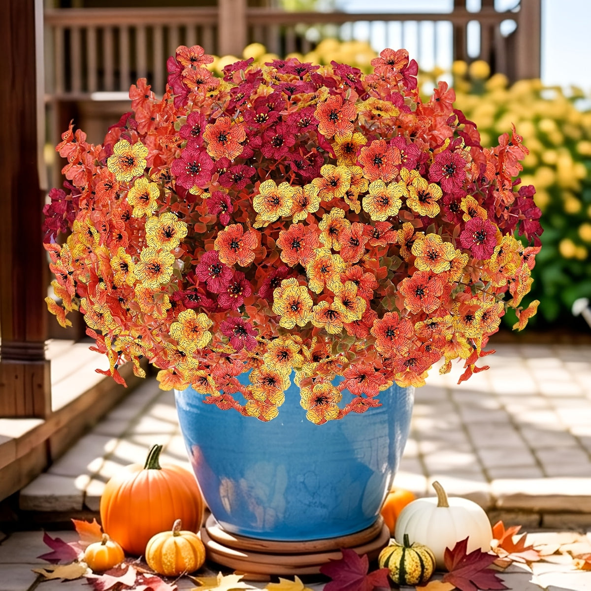 9 Packs Of UV-resistant Artificial Flowers For Home Decor, Autumn Pseudoplants And Hybrid Flowers-realistic Fade-resistant Porches, Patios, Yards, Balcony Decor, Fall for home Decor And Garden Floral Arrangements-perfect For Thanksgiving And Christm