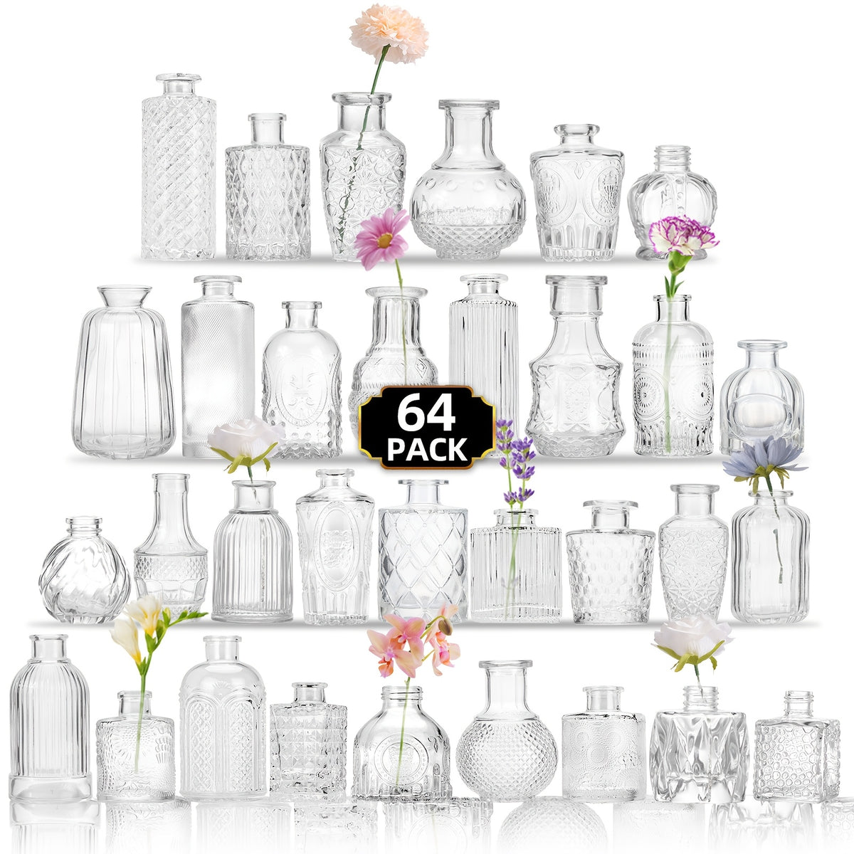TOMNK Glass Bud Vases In Bulk, Flower Vases For Flowers In Bulk For Rustic Wedding Home Table Decorations, Can Be Used As A Gift For Weddings, Anniversaries, Birthdays, Weddings, Or Housewarming Banquets, For Halloween And Christmas