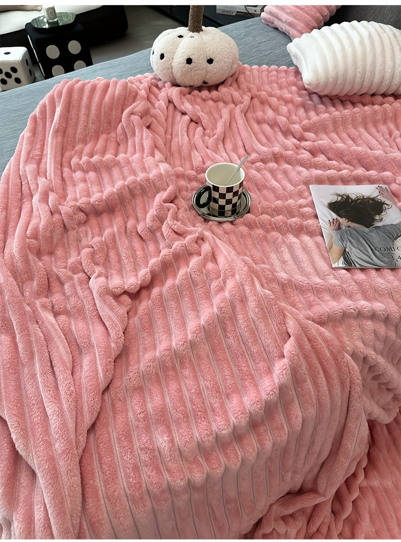 Ultra-Soft Thick Fleece Blanket | Multi-Color, 3D Faux Rabbit Fur, Double-Sided, Ideal for All Seasons, Home, Office, Travel, Camping, Gift for All Occasions