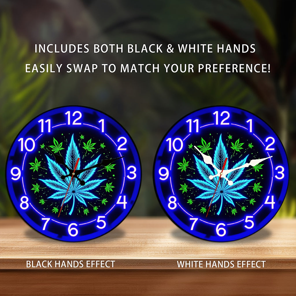 1pc, Neon Style Wooden Silent Wall Clock, Suitable for Basement, Bookstore, Staircase Wall Decoration, 10* 10inch, Uses AA Battery(Battery Not Included) Teacher's Day, Graduation Day, Halloween Decoration Clock, Gift
