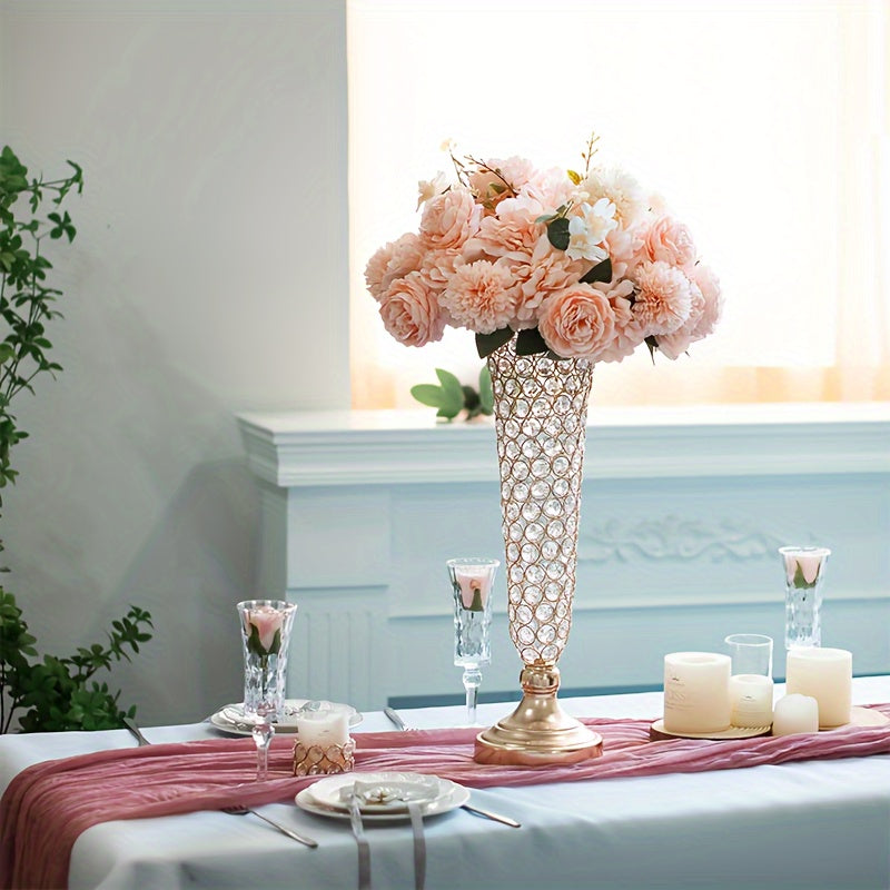 Two Crystal Vases, Standing 20 Inches Tall, Perfect for Centerpieces on Dining Tables, Wedding Celebrations, Birthdays, And Home Decoration