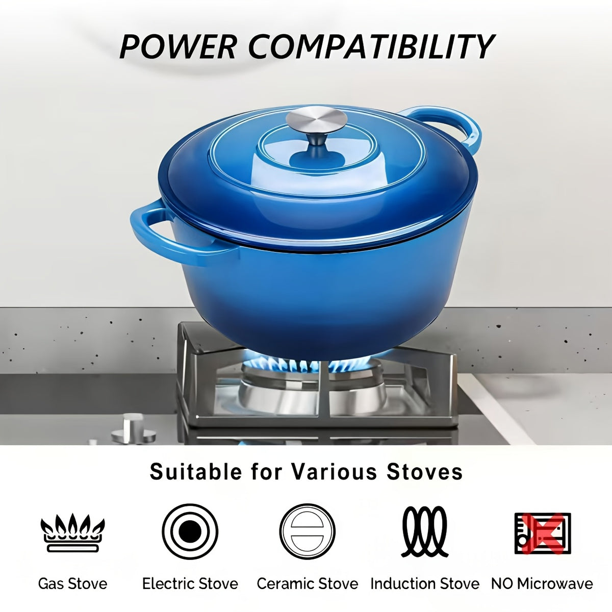 Cast Iron Dutch Oven Pot, Enameled Pot with a Lid, Ideal for Braising, Roasting, Baking, Soups, Stews - Home & Professional Kitchens, Heavy-Duty & Nonstick, Oven Safe Up to 500° F, Dual Handles, Works On All Stovetops-Enamel Pot