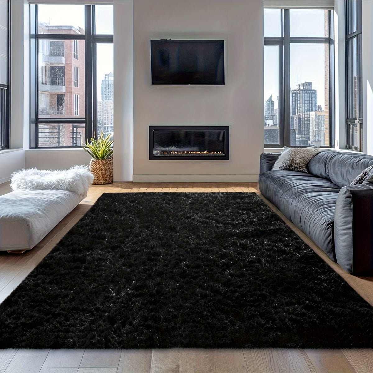 Rugs for Living Room, Super Soft Fluffy Shaggy Area Rugs for Bedroom, Cozy Floor Mats, Plush Indoor Carpet for Kitchen, Faux Rug for Room, Home Decor, Housewarming Gift, Door Mat