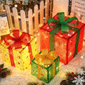 Christmas Gift Box Lights with Remote Control, 3-Piece Self-Assembly Fairy Light Decor with 8 Modes for Indoor & Outdoor Holiday Displays