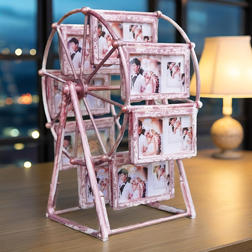 Vintage Rotating Ferris Wheel Photo Frame - 8 4-inch Photo Frames - Exquisite Living Room, Bedroom, Desk Furnishings - Perfect for Valentine'S Day, Birthday, Christmas Gifts (Frame Material ABS Plastic)