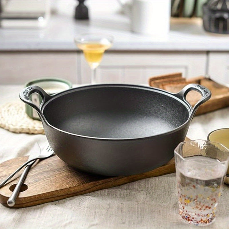 1/2pcs 20cm/7.87in Heavy-Duty Cast Iron Skillet with 2 Handles, Non-Stick, And Without Lid, Even Heat Distribution, Durable, for Home, Restaurant, Outdoor BBQ, Camping, Oven & Stovetop Use, Grilling Steaks & Baking, Versatile, Bbq Essentials