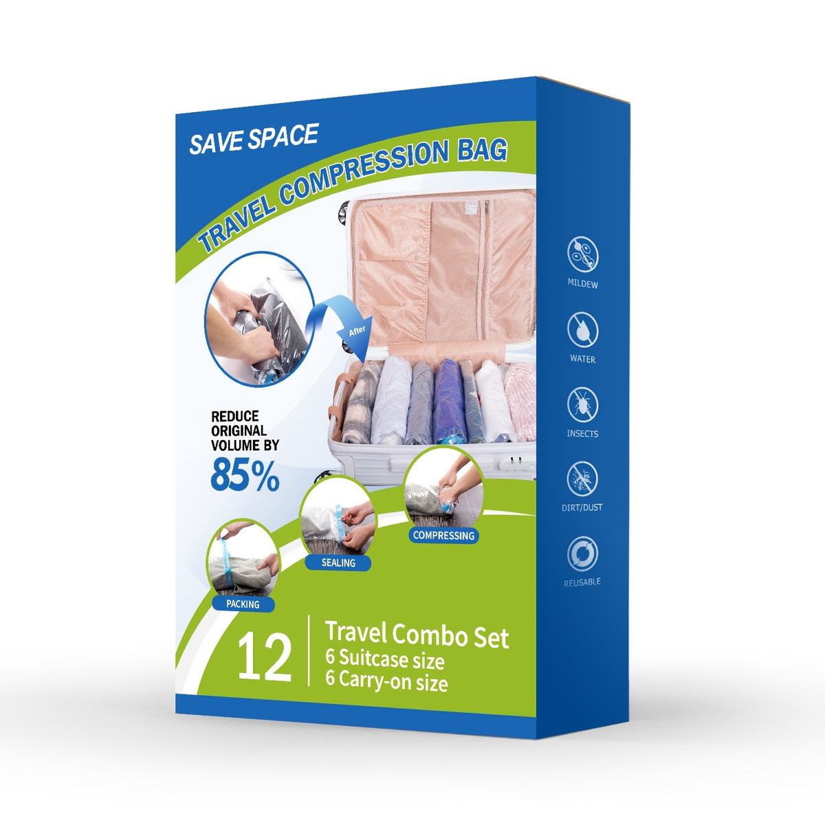 Jumbo Vacuum Storage Bags, Vacuum Seal Bags for Clothing, Travel Space Saver Bags for Luggage Clothes Pillows Comforters Blankets Bedding 4pcs 8pcs 10pcs 12pcs 20pcs 30pcs