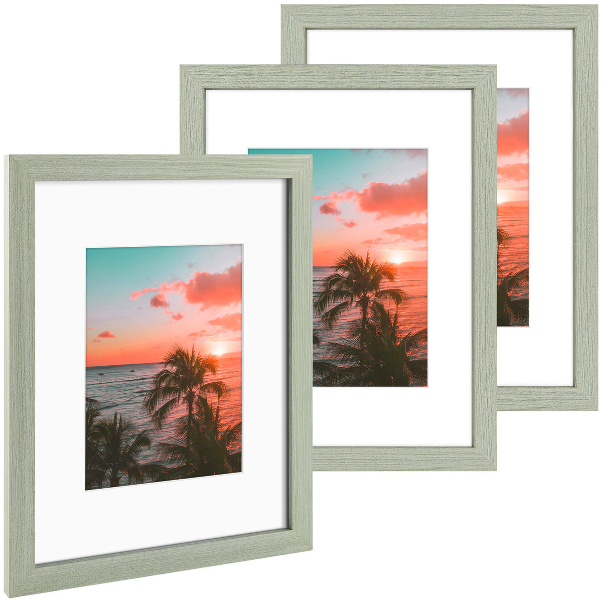 3 Pack 6x8/8x10/9x12/11x14/16x20 Picture Frames Set with Mat or without Mat, Engineered Wood Photo Frames with Plexiglass, for Wall or Tabletop Display - Gallery Wall Frames, Office Home Decor,Poster Frames