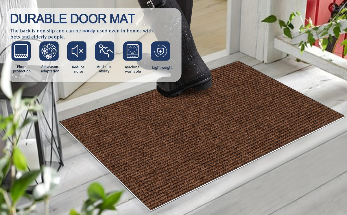 Indoor Door Mat with Non-Slip Rubber Backing, Low-Profile Absorbent Entryway Mat in 4 Colors and 7 Sizes for Front Doors, Hallways and Pet Entrances