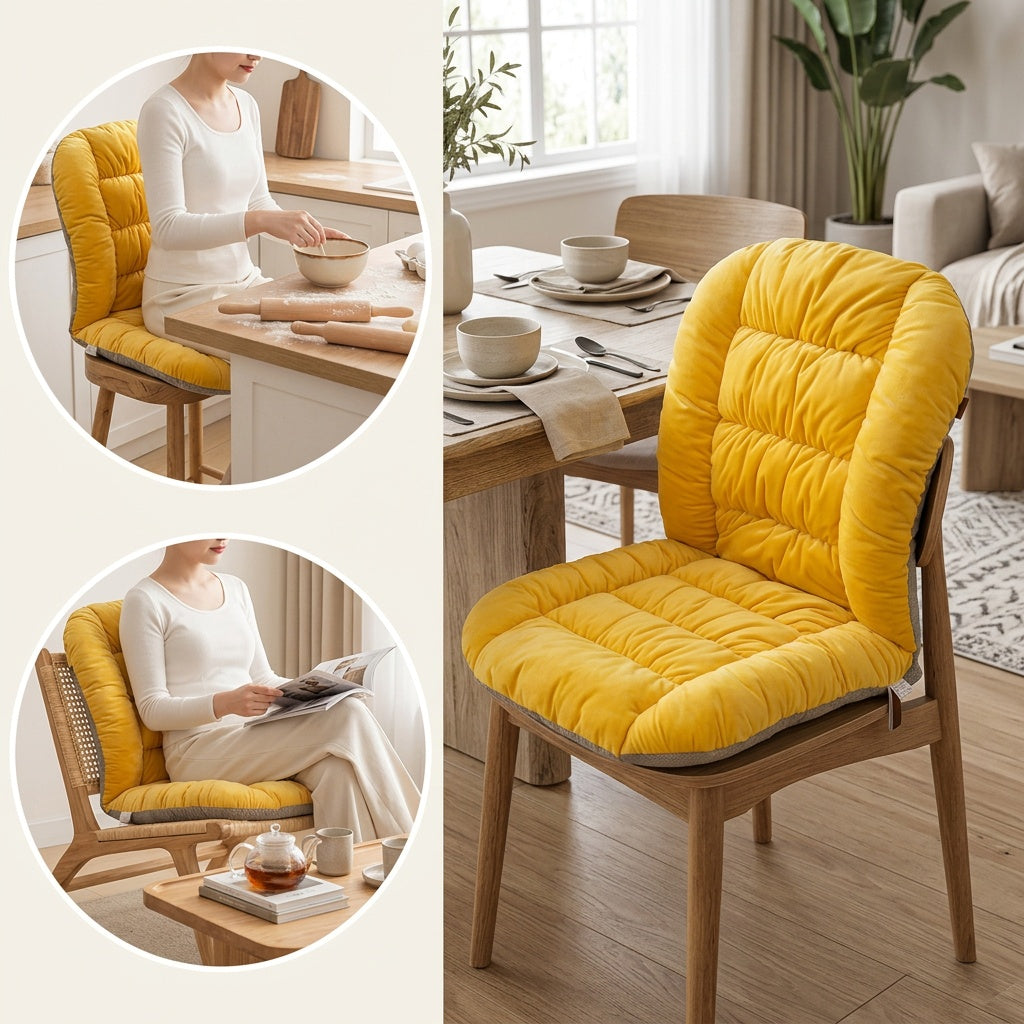 Office Chair Cushion with Backrest, Thick One-Piece Seat and Back Pad in 11 Color Options for Home Office Seating and Living Room Comfort