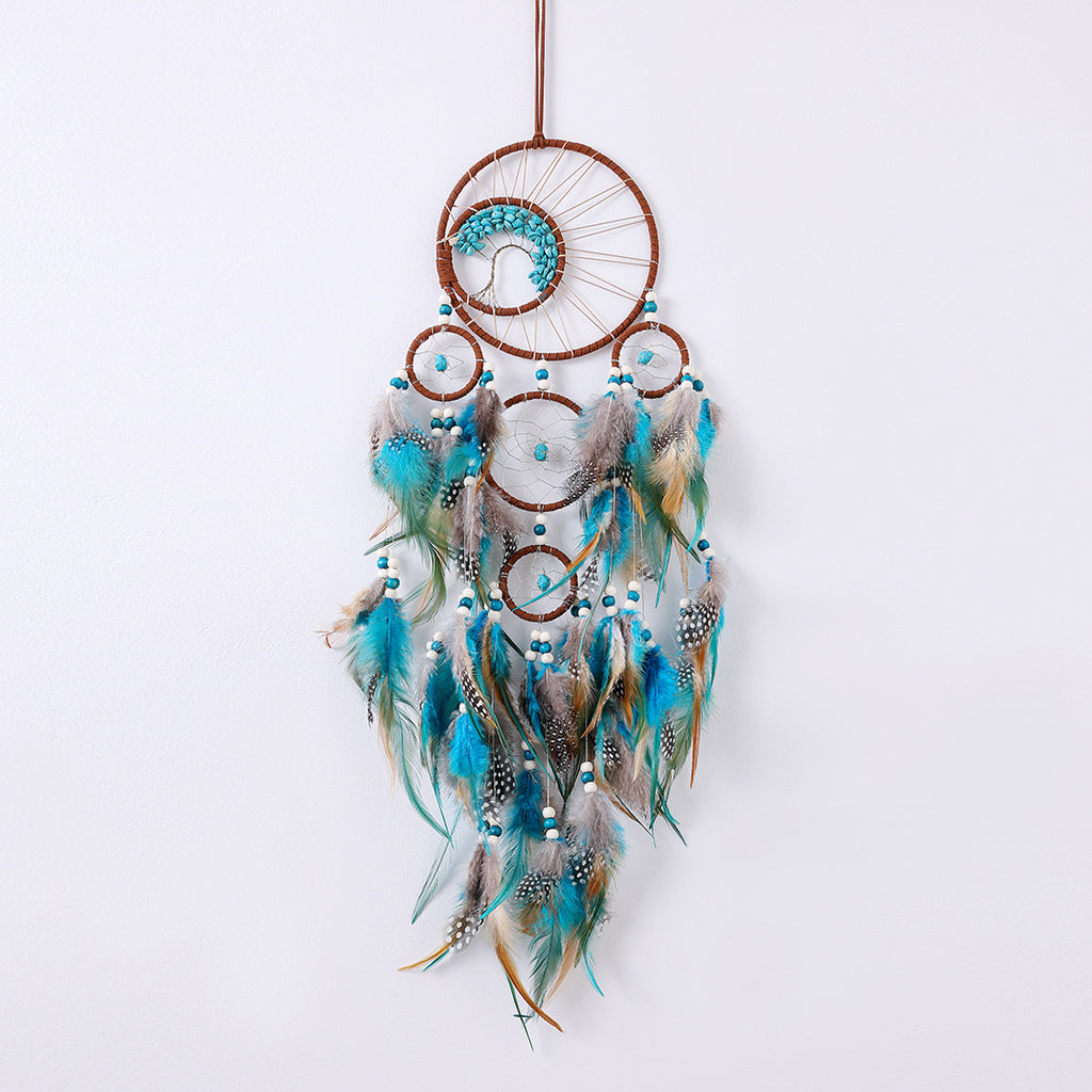 Bohemian Dream Catcher Pendant with Feathers - Natural Elements Door Hanging Decor for Bedroom, No Electricity Needed, Unique Birthday Gift for Girls & Women