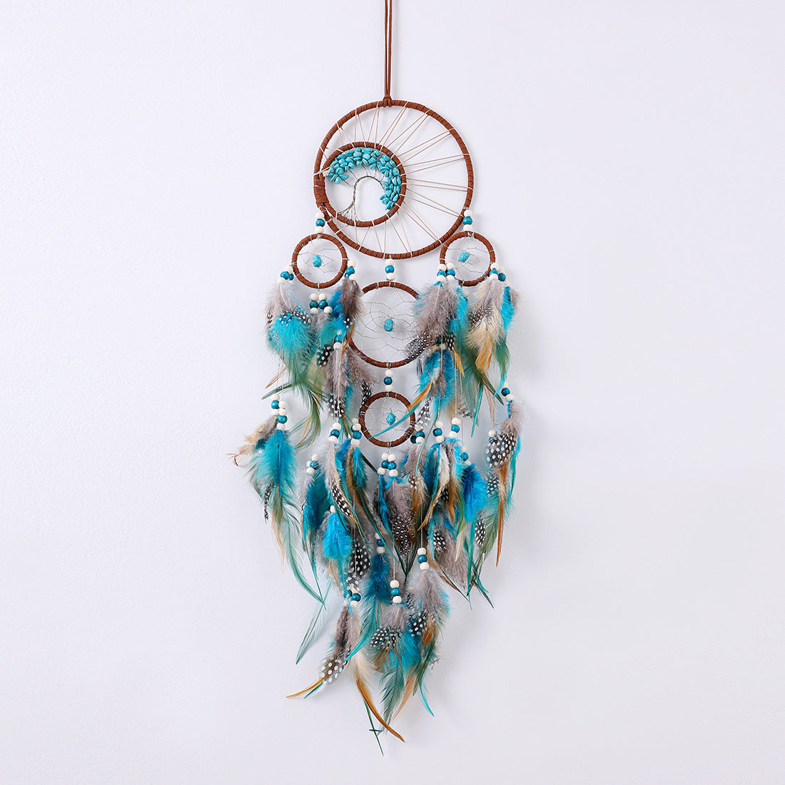 Bohemian Dream Catcher Pendant with Feathers - Natural Elements Door Hanging Decor for Bedroom, No Electricity Needed, Unique Birthday Gift for Girls & Women