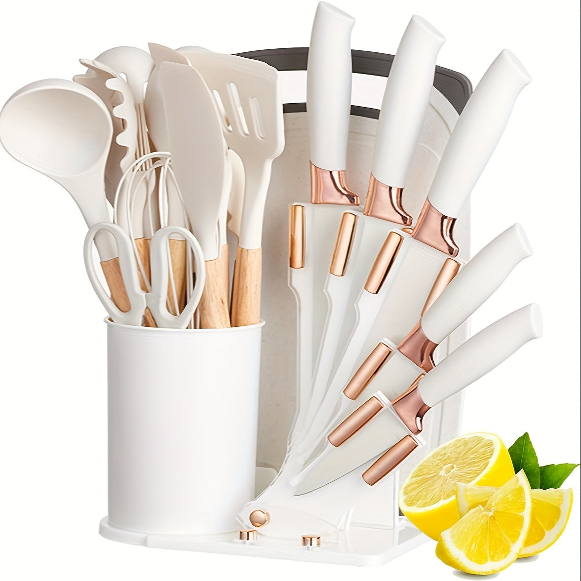 19 Sector Set And Knife Set, Perfect for Outdoor Camping - Heat-Resistant, Non-Stick, Wooden Handle, Easy to Clean - Perfect for Women'S Cooking Gifts, New Year'S And Valentine'S Day