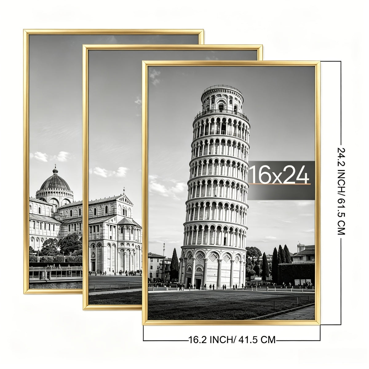 3-Pack 16X24 Picture Frames Black, Scratch-Resistant Poster Frames 16 X 24 for Photo Gallery - Slide-In Strips, Horizontal Or Vertical Wall Mounting
