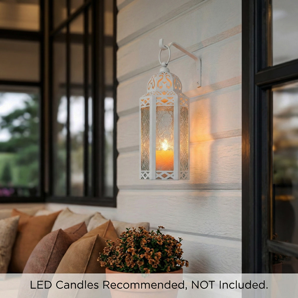 Decorative Moroccan Candle Lantern Holder, Medium, 10.5" Tall