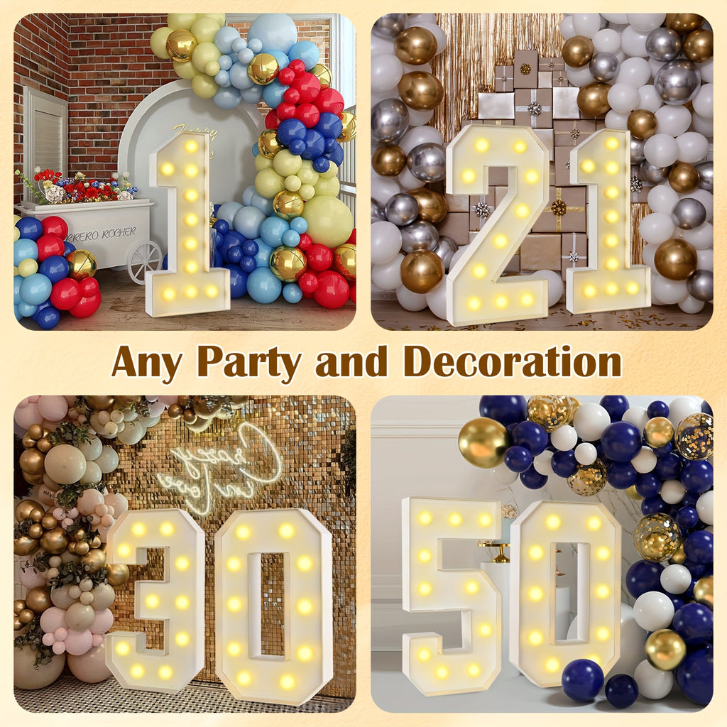 3ft Marquee Numbers 0-9 with Mosaic Frame, Decorative Light-Up Numbers with White Foam Cardboard, Lighted Holiday Displays Mosaic Number for Balloons Number Wedding Birthday Anniversary Party Decor,halloween/christmas decor