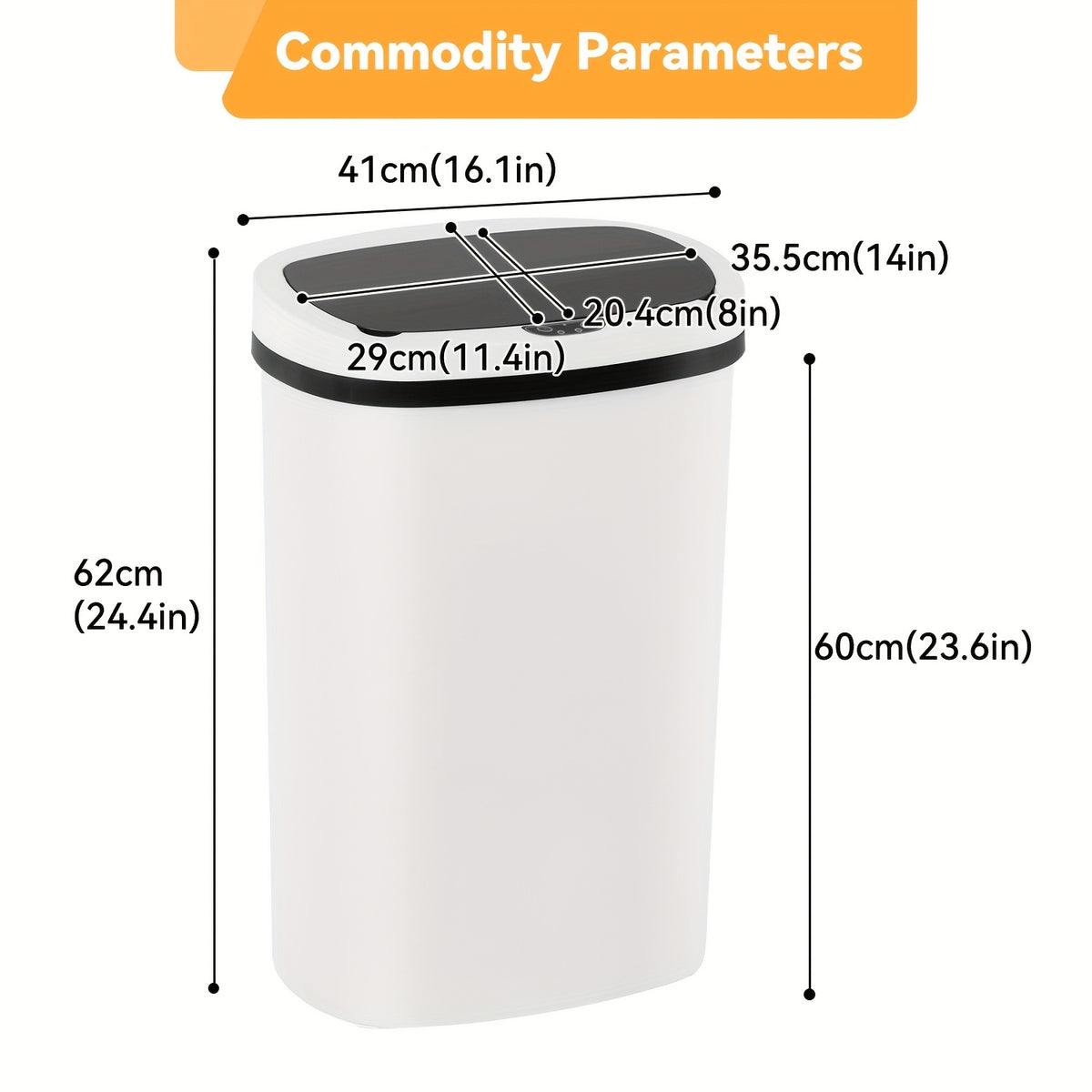13 Gallon Trash Can Kitchen Waste Bin 50L, Automatic Garbage Can Touchless Motion Sensor, for Office Bedroom Living Room Trash Can