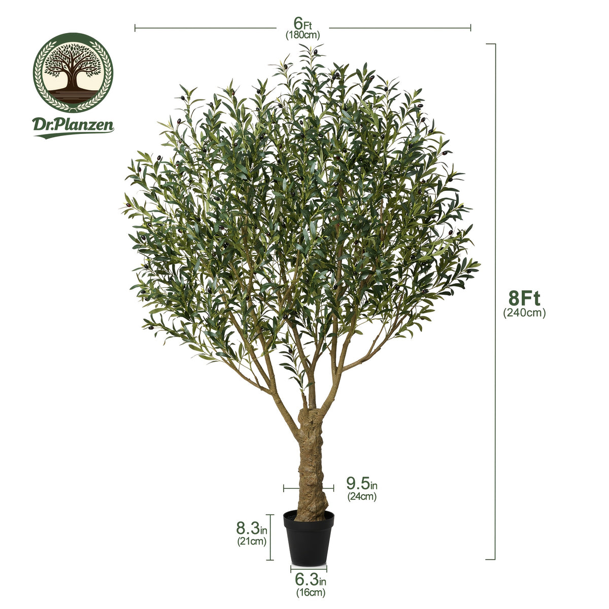 5/6/7/8ft Artificial Olive Tree, Faux Olive Plant with Black Planter, 39/49/54/62 Branches & 1390/2055/2871/4007 Silk Leaves, Perfect for Indoor Home Office Decor, Living Room, Bedroom, And Gift Ideas