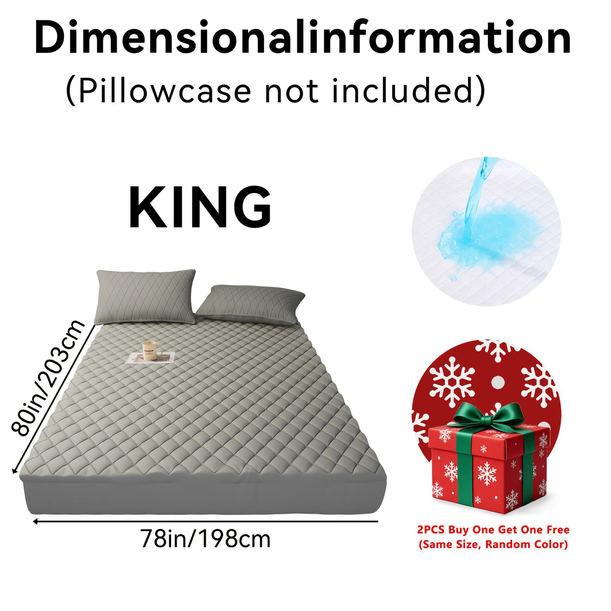 Buy One, Get One Free, 2pcs (Any One Color + Another Random Color) Non-Slip Mattress Protector, Luxury Bed Cover With Deep Pocket, Bed Bug Mattress Protector, Queen And King Sizes, Suitable For Hotel, Dorm Essentials, Father'S Day Gift For Family An