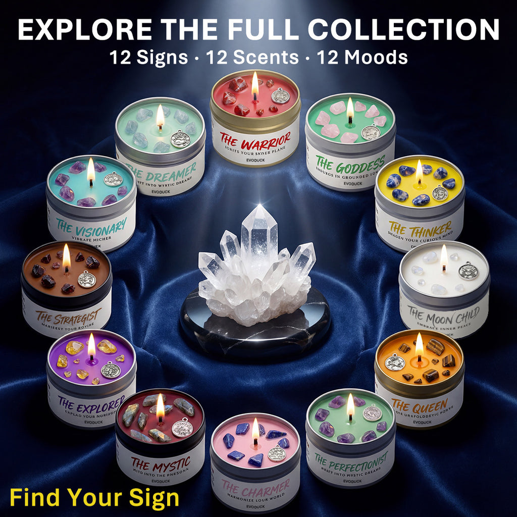 EVODUCK Scorpio Zodiac Candle with Hidden Pendant And Real Crystal Inside - Intense Scented Soy Wax for Late Night Reading Ambiance - Cool Valentine'S Day Birthday Present for Girlfriend Wife Women Lover - Spiritual Mystery Home Fragrance Gift