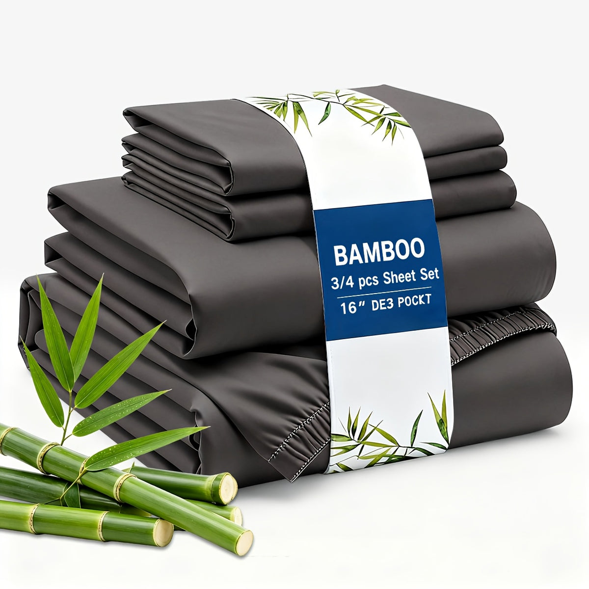 3/4pcs Cooling Bamboo Fiber Sheet Set - 16-Inch Extra-Deep Pocket Sheets - Luxuriously Soft, Hotel-Style Cooling Bedding - Ideal for Hot Sleepers, Wrinkle- And Shrink-Resistant Twin, Full, Queen, And King Sizes