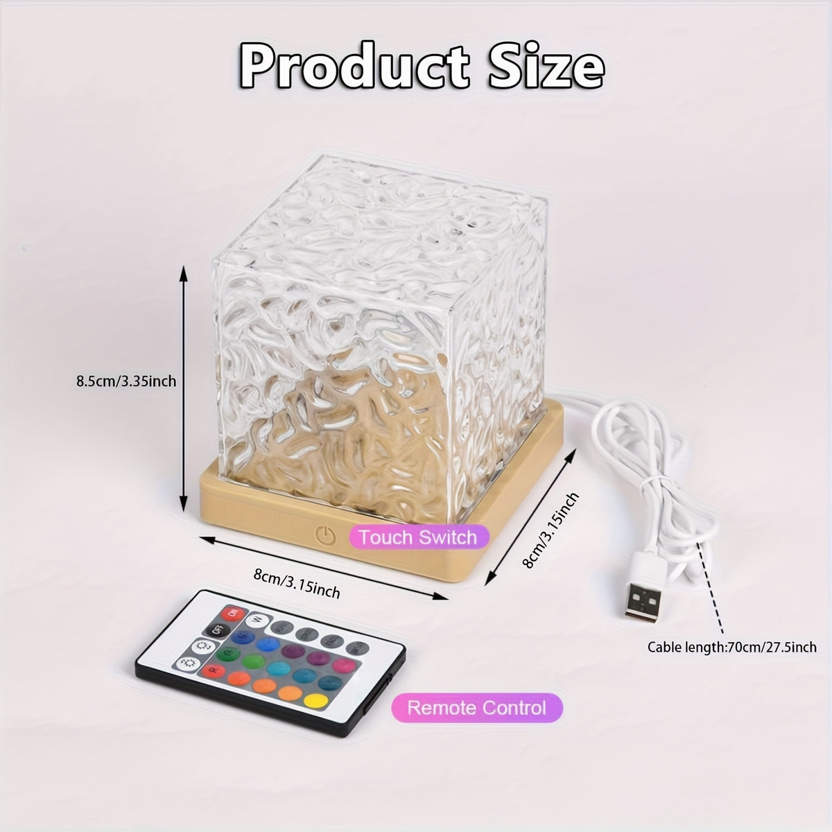16-color Ocean Wave Projector Lights, Luminothe Cube Lights and Remote Controllers, 3D Holographic Water Ripple Romantic Atmosphere Lighting Device, Suitable for Decoration in Living Rooms and Bedrooms, Meditation Relaxation, and Night Lighting.