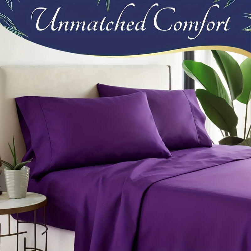 Bamboo Viscose Bed Sheet Set, 3 or 4 Piece Soft Cooling Bedding with Deep Pocket Fitted Sheet, Flat Sheet and Pillowcases for All Season Comfort