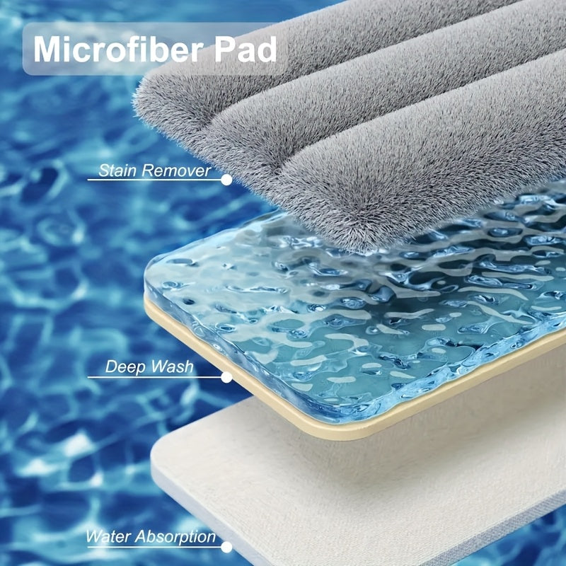 Household Mop And Bucket Set with Wringer, Flat Mop And Bucket System, Mop for Floor Cleaning And Wall Cleaning, Free 3 Reusable Microfiber Mop Pads