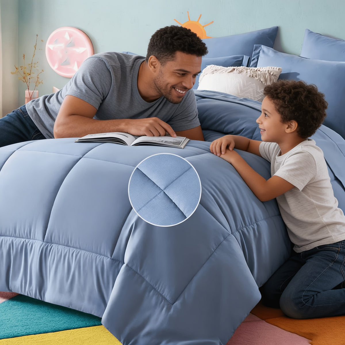 5/7pcs Luxurious Checked Pattern Comforter Set-Multiple Colors Plus Random Color Available, Breathable Comforter-Ultra Soft Fluffy Fiber Filling, Warmth For All Seasons-Bed In A Bag With Comforter, Flat Sheet, Fitted Sheet, Pillowcases