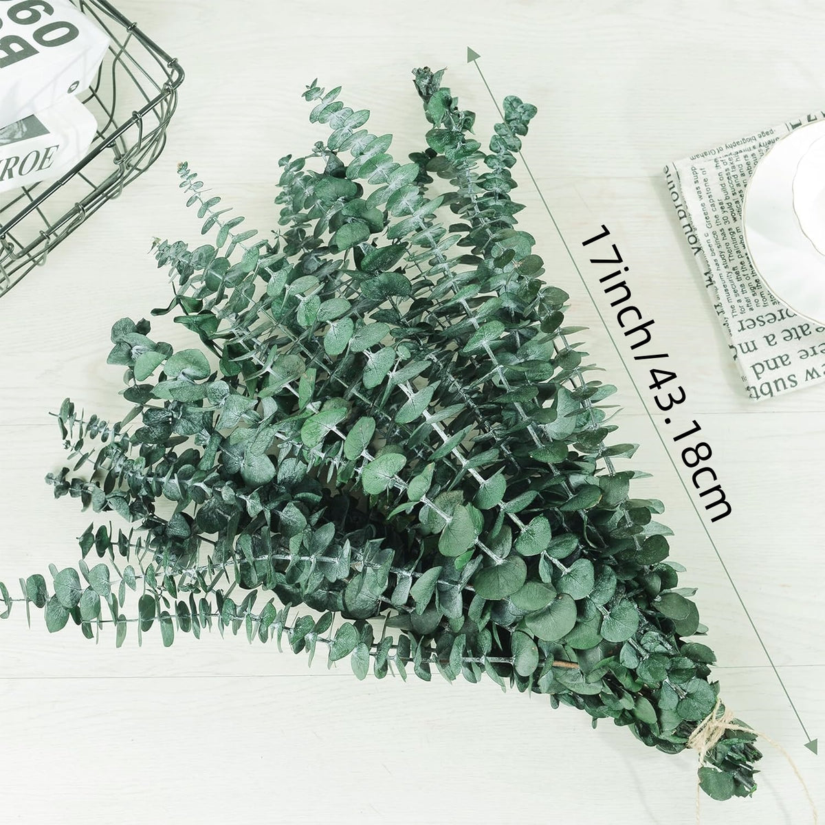 21pcs Real Dried Eucalyptus Stems - Long-Lasting Green Botanical Branches Suitable for Wedding Aisle Decor, Spa, Indoor Hanging Flower Garland - Plastic-Wrapped for freshness (21 Stems)