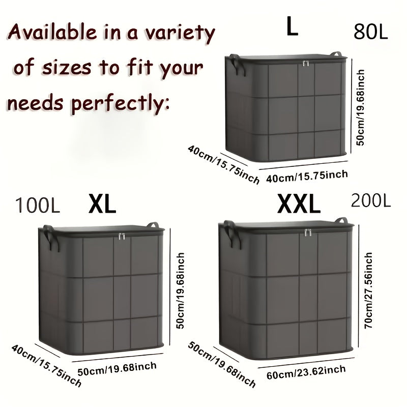 3 Pack Large Clothes Storage Bags, Foldable Wardrobe Storage Bag, Large Capacity Storage Box, Household Double Zipper Organizer Bag with Handles for Clothes And Quilts, Suitable for Moving, Travel, Storage Basket, And Under-Bed Storage Bag