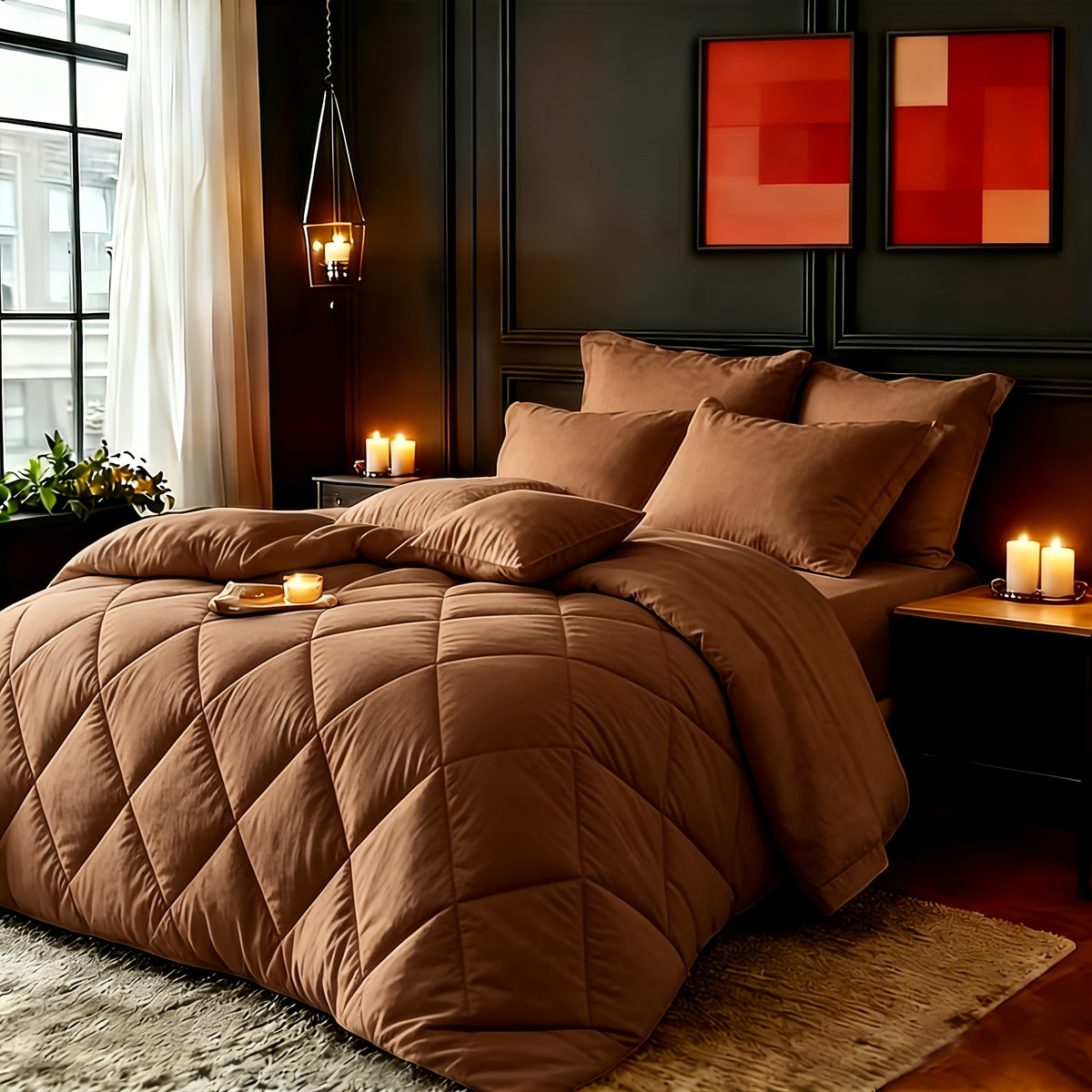 2/3pcs Red/Black Comforter Set Queen King Twin, All Season Comforter, 1Comforter, 1/2Pillowcases, Box Stitch Quilt, Hotel & School Quality Comforter, Home Bedding, Kids Room Decor, Halloween Christmas Holiday Gifts, Random Color
