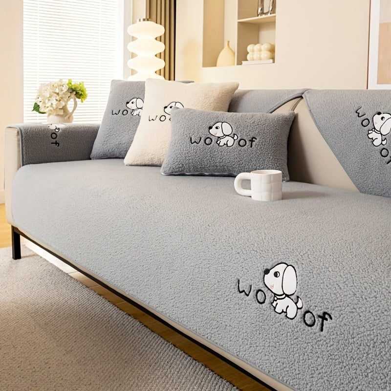 1pc Sherpa Couch Protector, Enhanced Sofa Cover, Suitable for Pets, a Favorite Among Pets, Thick Plush Sofa Shield, Non-Slip Plush Sofa Cover, Furniture Protection Cover, Home Decor for Bedroom, Office, And Living Room