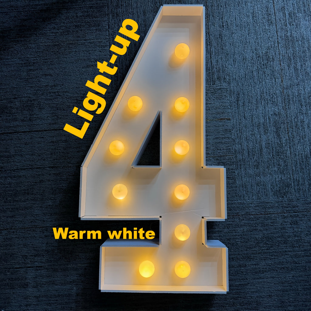 Warm White 3Ft/91.5Cm/36Inch Party Numbers - Birthday, Anniversary, Wedding Decorations, 3D KT Board 3Ft Tall Glowing Sign with Easy Snap Assembly (Battery Not Included)
