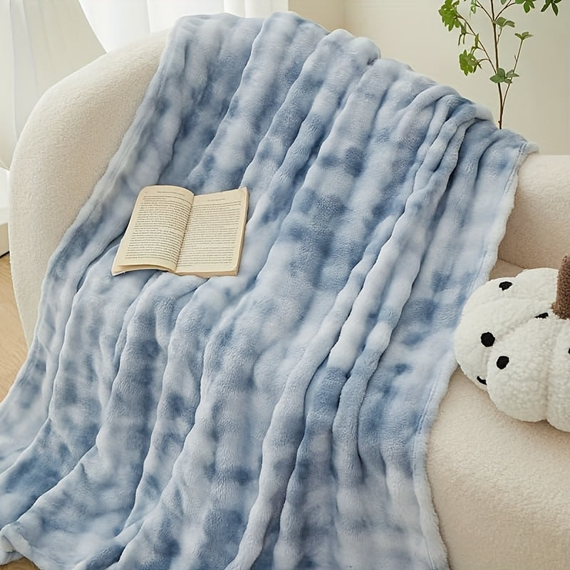 Lightweight Faux Rabbit Fur Tie-Dye Blanket—Stunningly Beautiful, Perfect for All Seasons, Soft Against The Skin, Offering The Ultimate Sleeping Experience. Machine-Washable, Reversible Design, Random Colors. The Perfect Holiday Gift