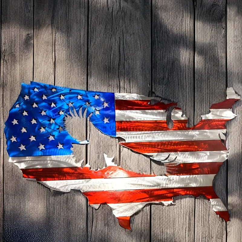2D Flat - 2D Metal Flag Wall Decoration | Stunning Bald Eagle Design, Ideal Selection for July 4Th Independence Day Decoration, Patriotic Military Inspired Gift, Home & Living Room Wall Feature, Beloved by Patriots
