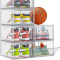 Clear Shoe Storage Boxes, 6 Pack Stackable Sneaker Organizer with Magnetic Front Doors, Plastic Shoe Display Containers for Closet and Entryway