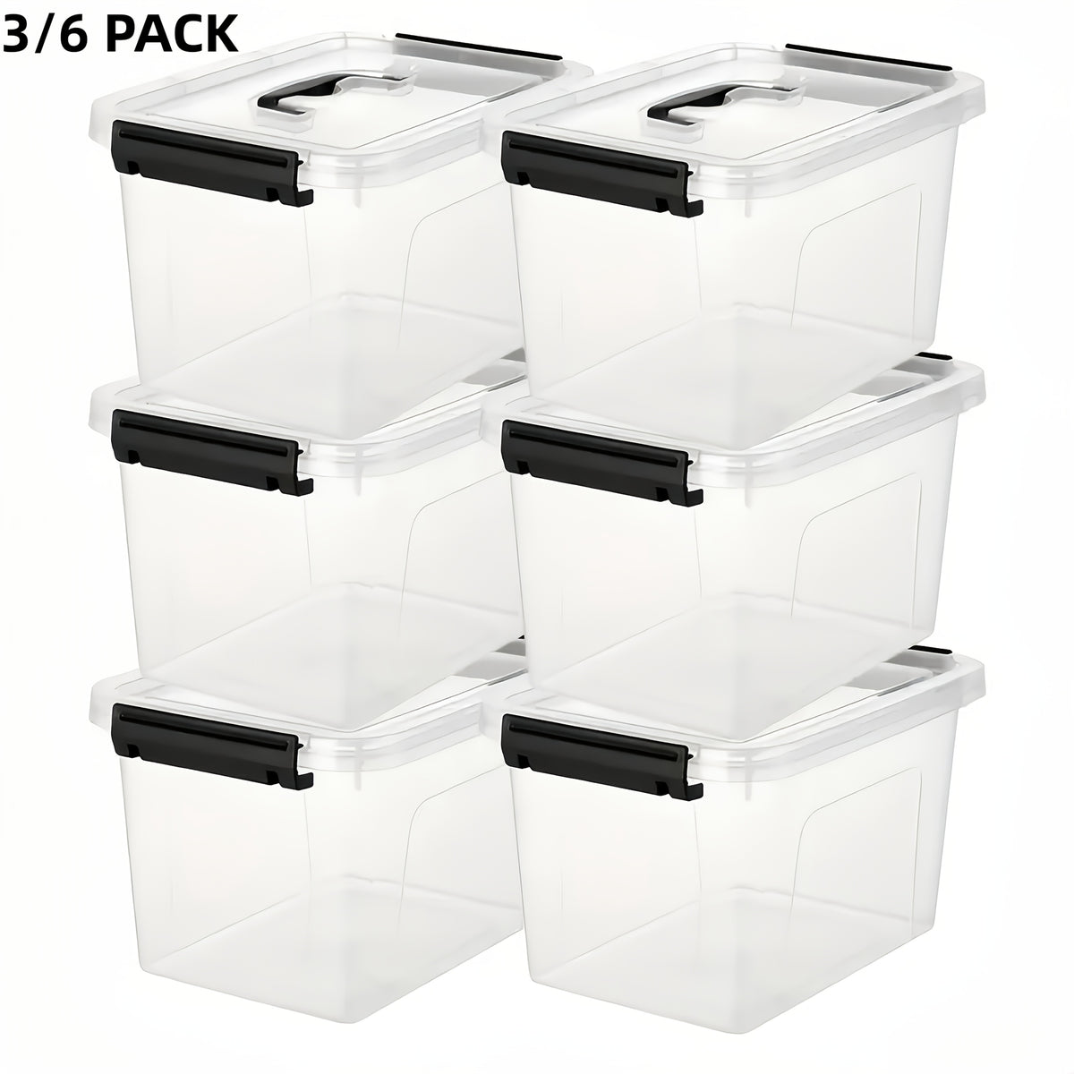 3/6-Pack Clear Plastic Storage Boxes With Locking Latches, Stackable Organizer Containers For Home Office Closet Organization, Heavy-Duty & Space-Saving Bins, 6QT Multipurpose Lockable Design, The Best Gifts For Thanksgiving And Christmas