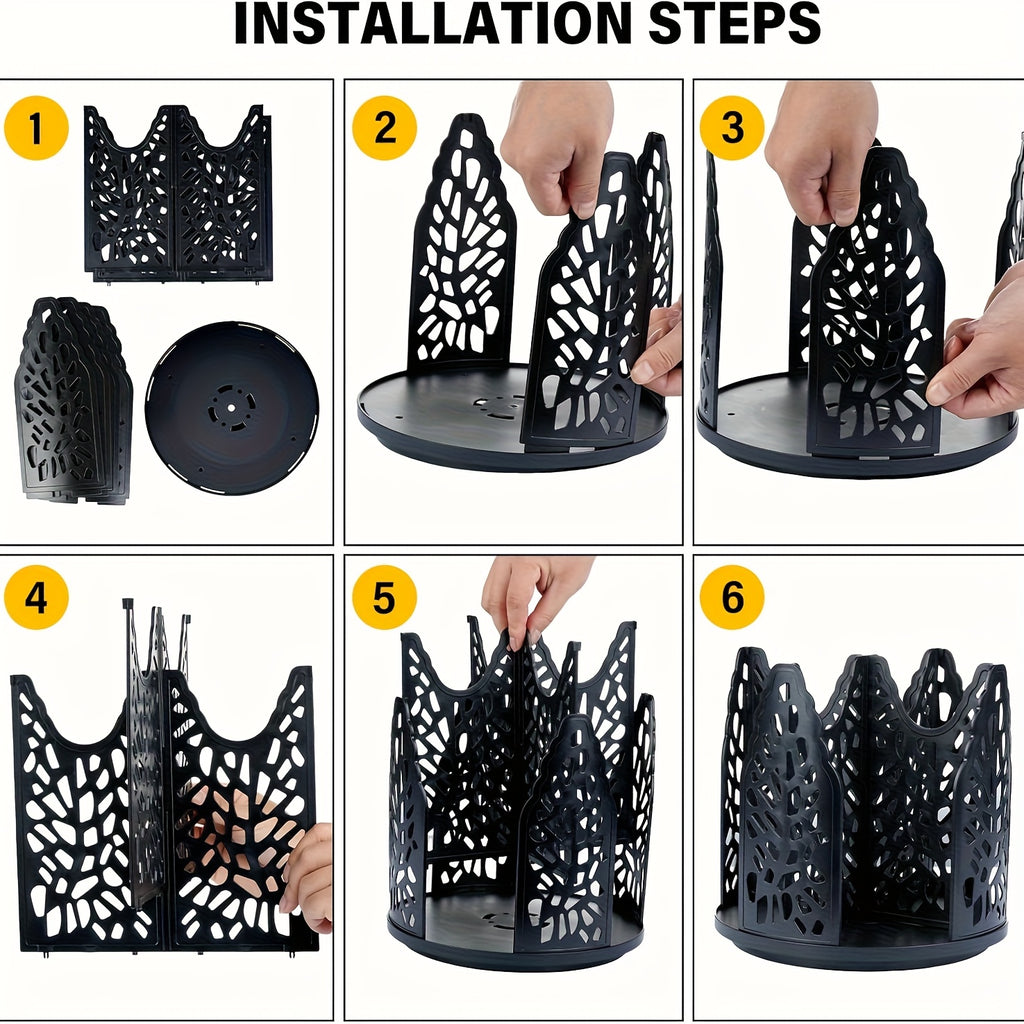 Rotating Paper Cup Holder with 4 Compartments, Disposable Coffee Cup Dispenser, Storage Box, Detachable Plastic Cup And Lid Organizer, Suitable for Countertops, Kitchens, Coffee Stations, And Bathrooms