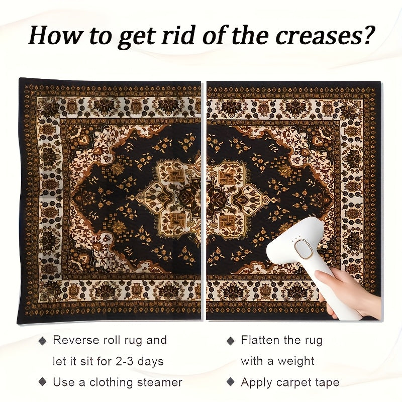 Persian Style Washable Area Rug with Medallion Pattern, Soft Texture and Anti-Slip Backing for Living Room, Bedroom and Bohemian Home Decor