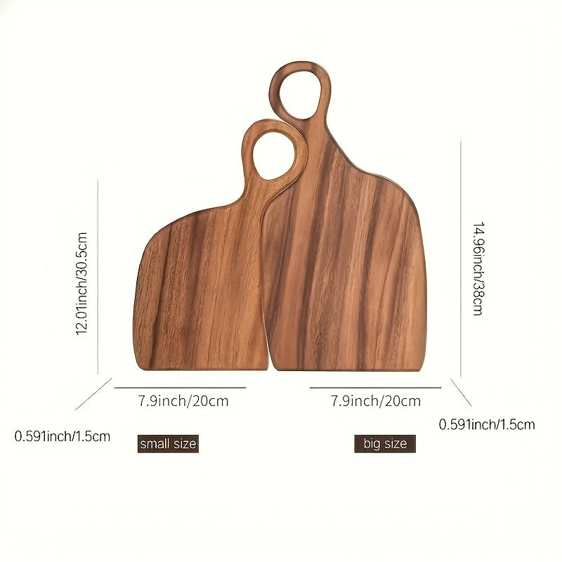 2pcs Walnut Wood Cutting Board Set - Heavy-Duty Reversible Chopping & Serving Board with Hanging Handle, Walnut Wood Grain - Heavy Thick Suitable for Meat, Bread, Cheese Prep - Holiday Gift (Christmas, Mother' Day)