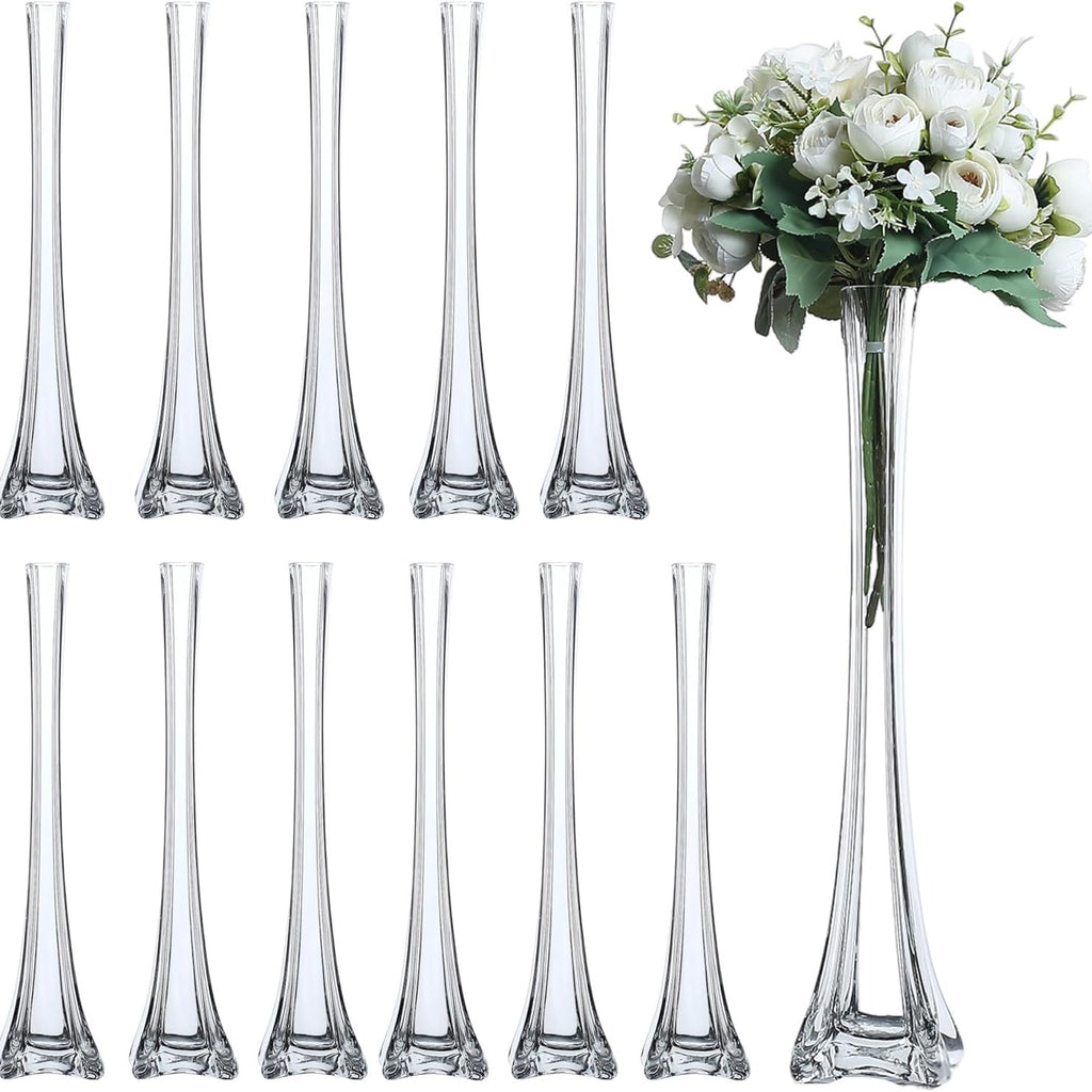 Eiffel Tower Vase, Pack of 12, Flower Vases Centerpiece for Flower, Wedding, Decoration.