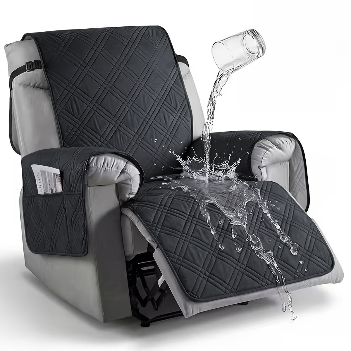 1pc Recliner Cover Sofa Cover, with Pocket Anti Slip Sofa Cushion, Pet Furniture Protective Cover, Quilted Sofa Recliner Cover with Elastic Band, Sofa Protective Cover, Sofa Accessories, Easy to Install, Random ColorShipped From 4 Assorted Colors.