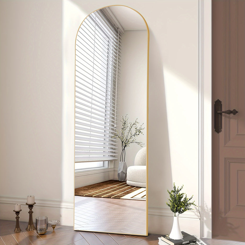 Arched Full Length Mirror, Full Body Free Standing Leaning Mirror Hanging Mounted Mirror Modern Simple Tall Home Decor for Living Room Bedroom Cloakroom