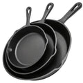 Cast Iron Skillet Trio, 6 8 and 10 Inch Frying Pan Set with Pour Spouts for Steak Searing, Breakfast Cooking, Holiday Meals and Camping