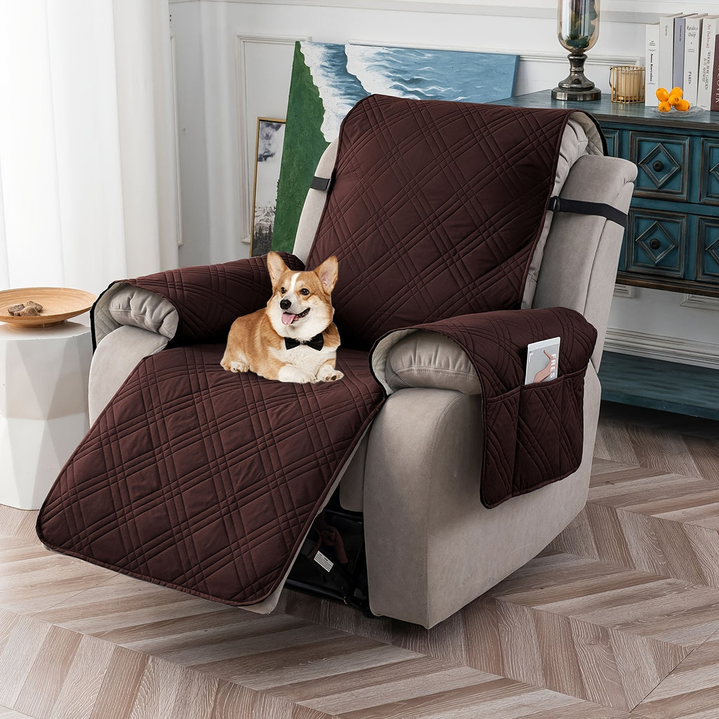 1pc 100% Waterproof Recliner Chair Cover, Non Slip Recliner Covers for Recliner Chair with Pocket, Pet Scratch-Resistant Sofa Slipcover, Washable Furniture Protector, Easy to Install for Living Room, Bedroom, And Study, Halloween Home Decorations