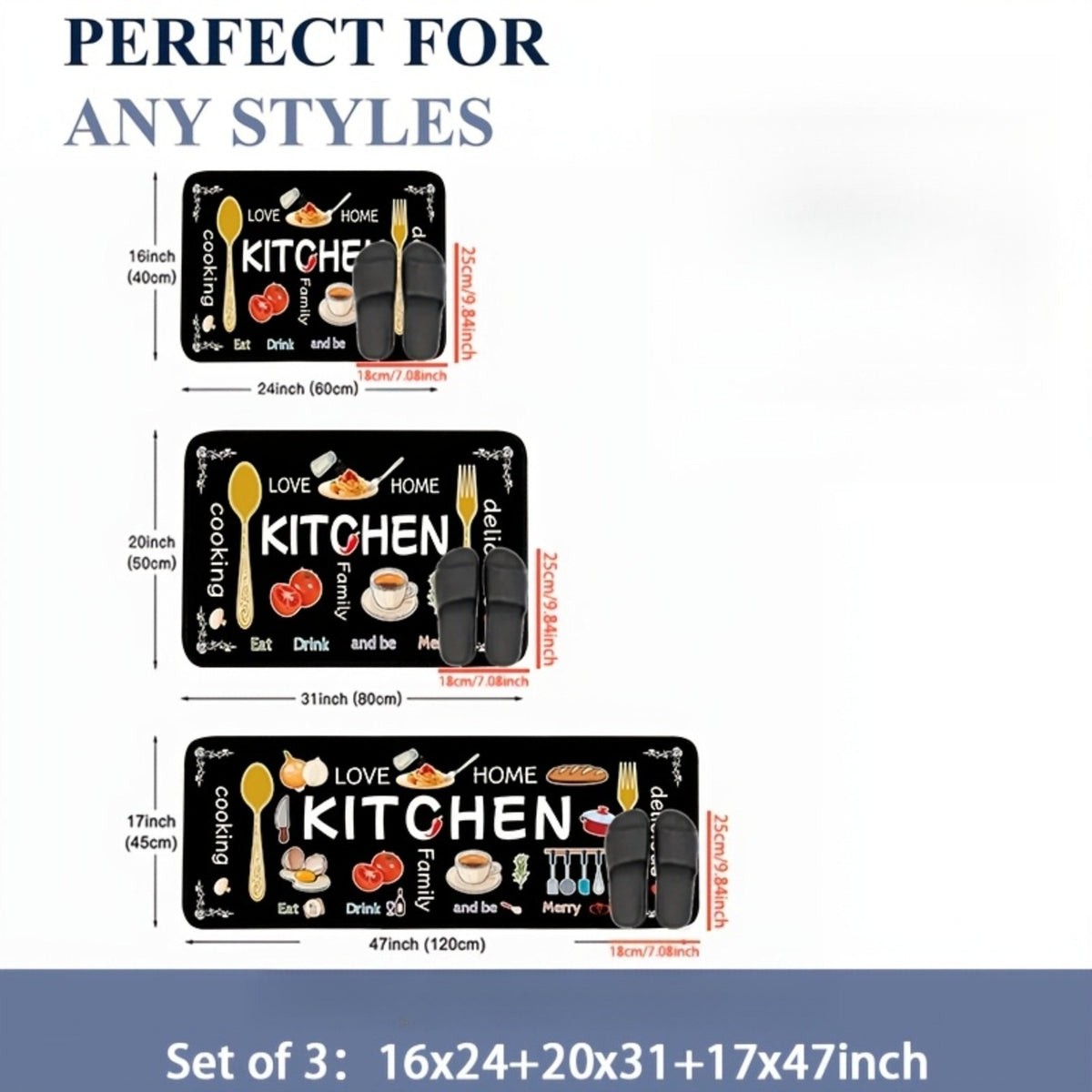 3pcs Kitchen Carpet Set, Egg Beater, Knife And Fork Kitchen Mat Theme, Decorative Carpet, Soft, Easy to Clean, Suitable for Bedrooms, Living And Dining Room, Kitchen, Bathroom, Gifts for Friends And Family, Kitchen Additions, Halloween Decorations