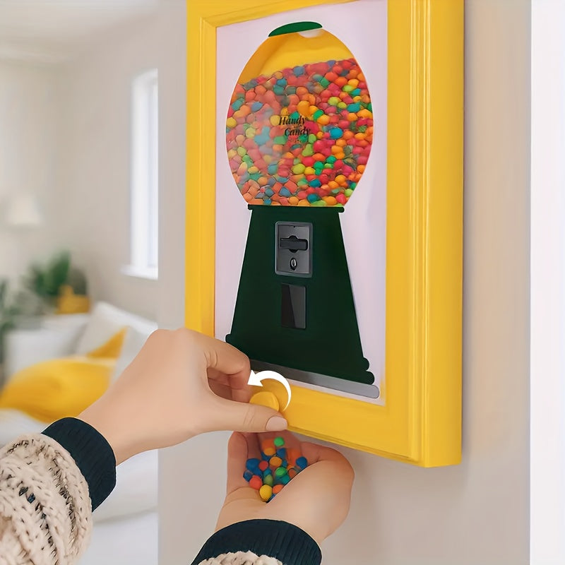 Wall Hanging Candy Dispenser Frame, Square Treat Distribution Holder in Blue or Yellow, 1 Piece for Family Gatherings Halloween and Christmas Gifting